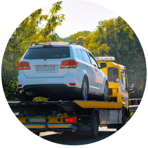 Car being towed after being repossessed.